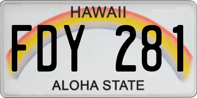 HI license plate FDY281