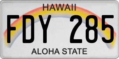 HI license plate FDY285