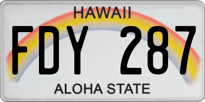 HI license plate FDY287