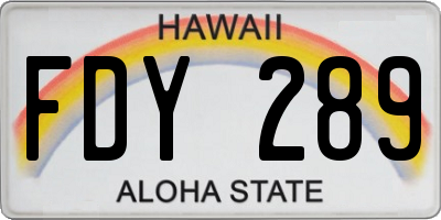 HI license plate FDY289