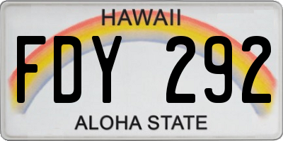 HI license plate FDY292