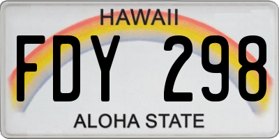 HI license plate FDY298