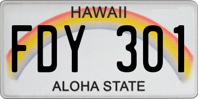 HI license plate FDY301