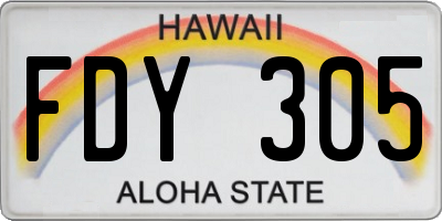 HI license plate FDY305