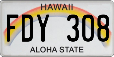 HI license plate FDY308
