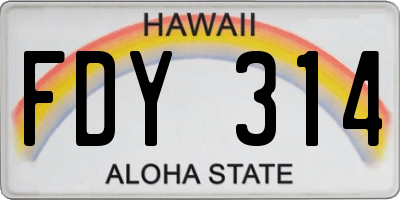 HI license plate FDY314