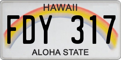 HI license plate FDY317