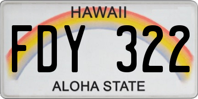 HI license plate FDY322