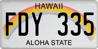 HI license plate FDY335
