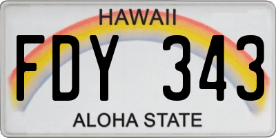 HI license plate FDY343