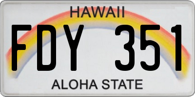 HI license plate FDY351