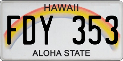 HI license plate FDY353