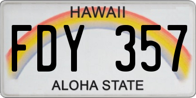 HI license plate FDY357