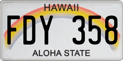 HI license plate FDY358
