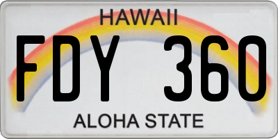 HI license plate FDY360