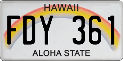 HI license plate FDY361