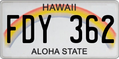 HI license plate FDY362