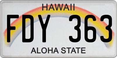 HI license plate FDY363