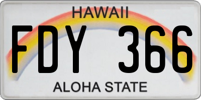 HI license plate FDY366