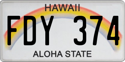 HI license plate FDY374