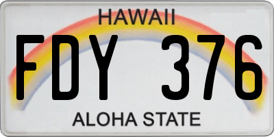 HI license plate FDY376