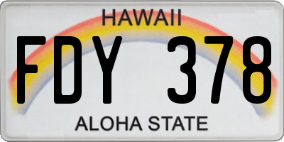 HI license plate FDY378