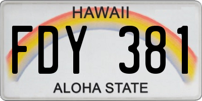 HI license plate FDY381
