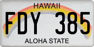 HI license plate FDY385