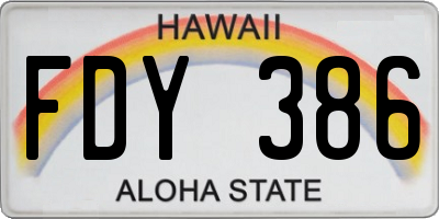 HI license plate FDY386