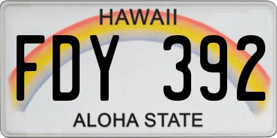 HI license plate FDY392