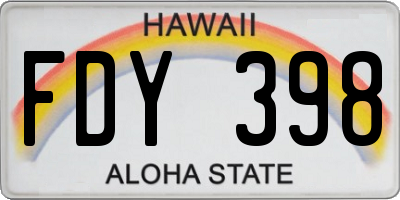 HI license plate FDY398