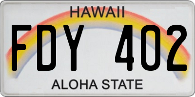HI license plate FDY402