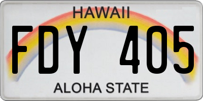 HI license plate FDY405