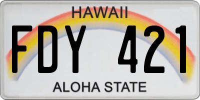 HI license plate FDY421