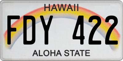 HI license plate FDY422