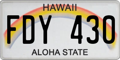 HI license plate FDY430
