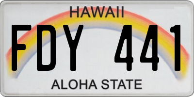 HI license plate FDY441