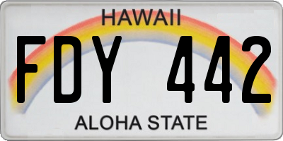 HI license plate FDY442