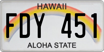 HI license plate FDY451