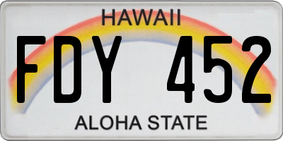 HI license plate FDY452
