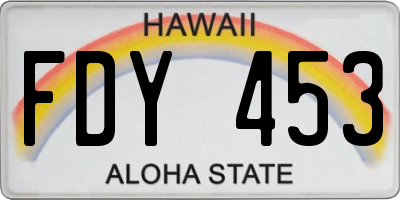HI license plate FDY453