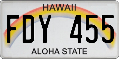 HI license plate FDY455