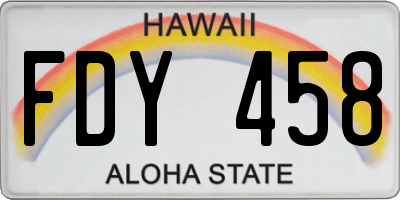 HI license plate FDY458