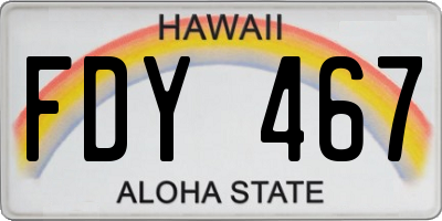 HI license plate FDY467