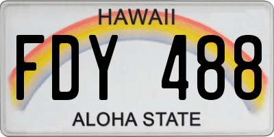 HI license plate FDY488