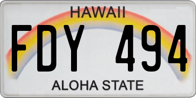 HI license plate FDY494
