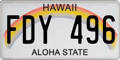 HI license plate FDY496