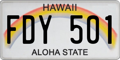 HI license plate FDY501