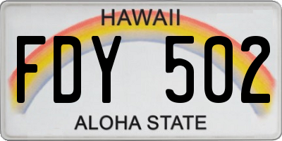 HI license plate FDY502