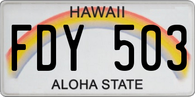 HI license plate FDY503